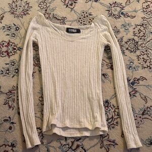 Reformation Cream Ribbed Long Sleeve Top